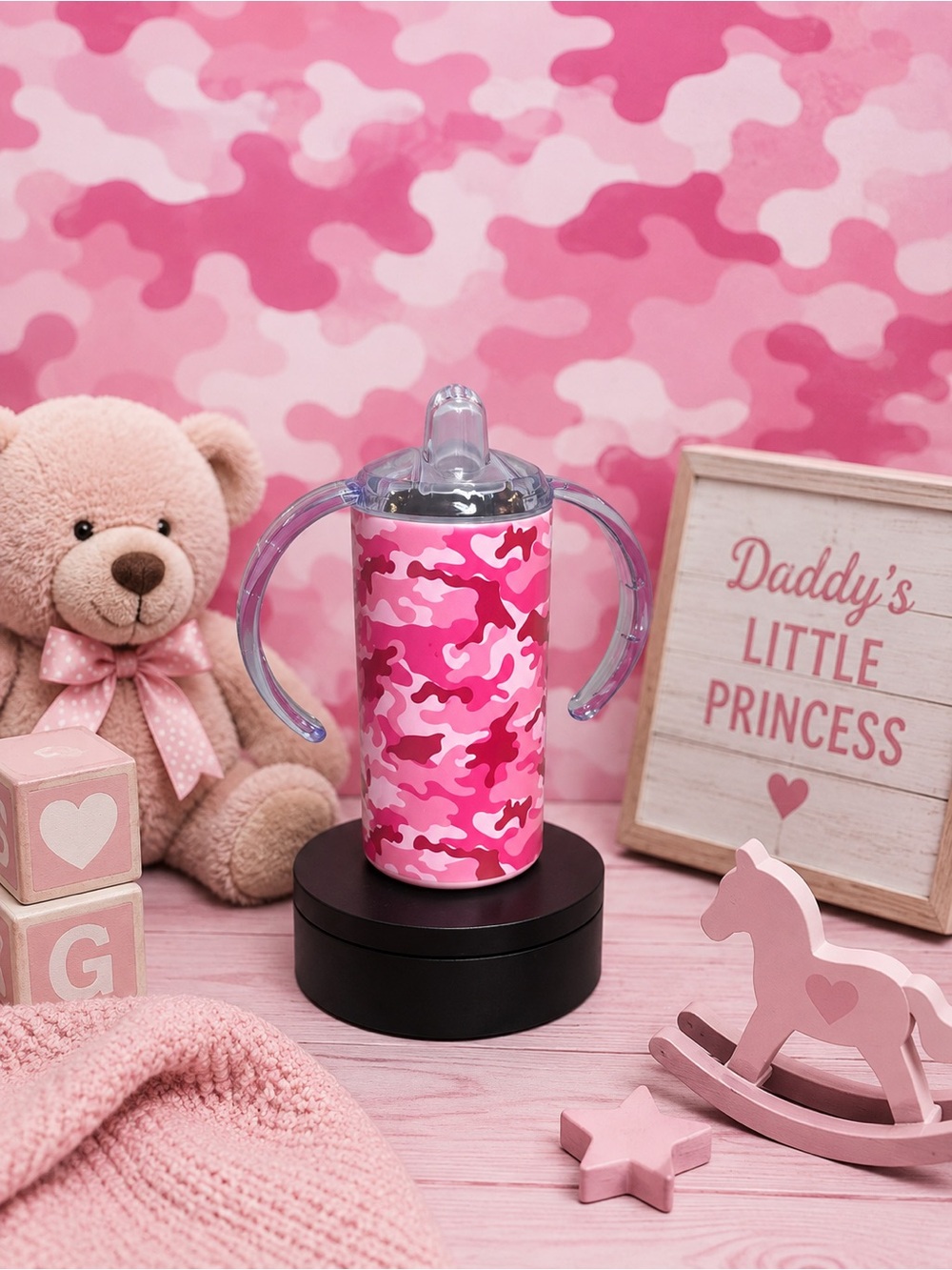 💖 Pink Camo TotSip™ | 12 oz Stainless Steel Sippy Cup